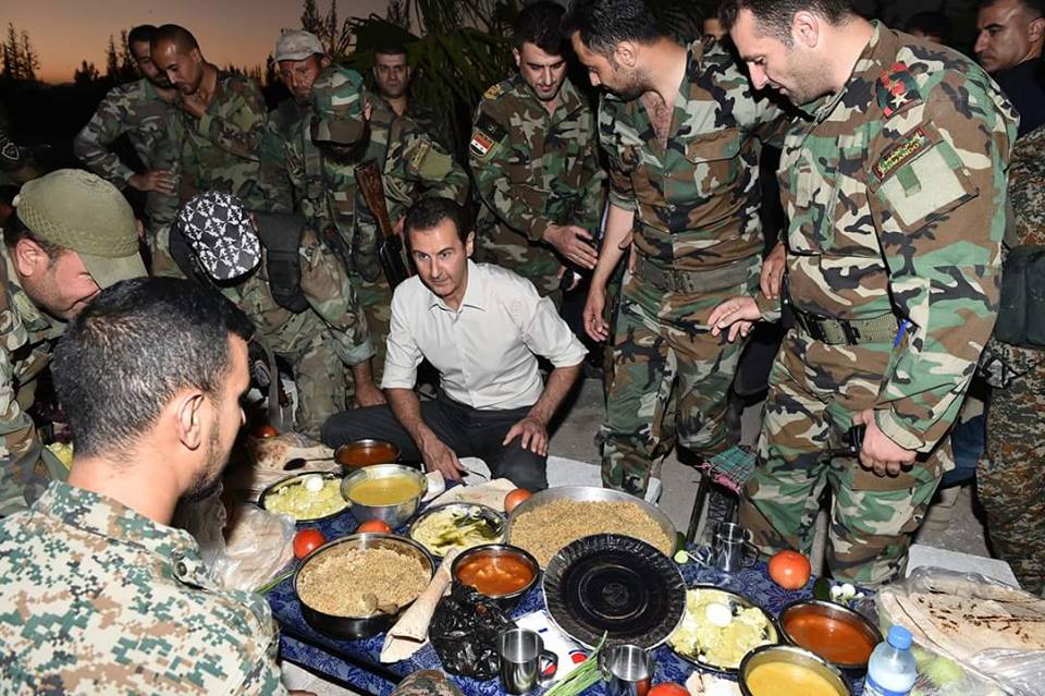Assad visited his troops near Damascus, had "Iftar" with them