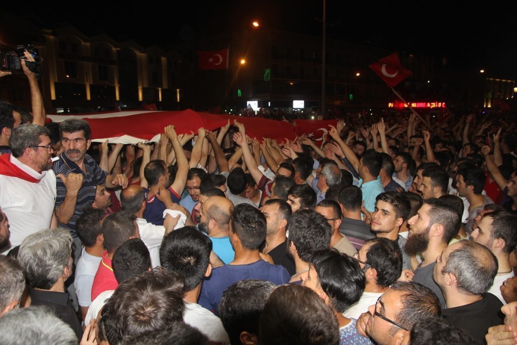 People react against military coup attempt, in Konya, Turkey on July 16, 2016