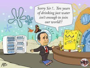 al-Sisi recalled one of his bedtime stories, saying that he has spent 10 years having nothing in his fridge but water