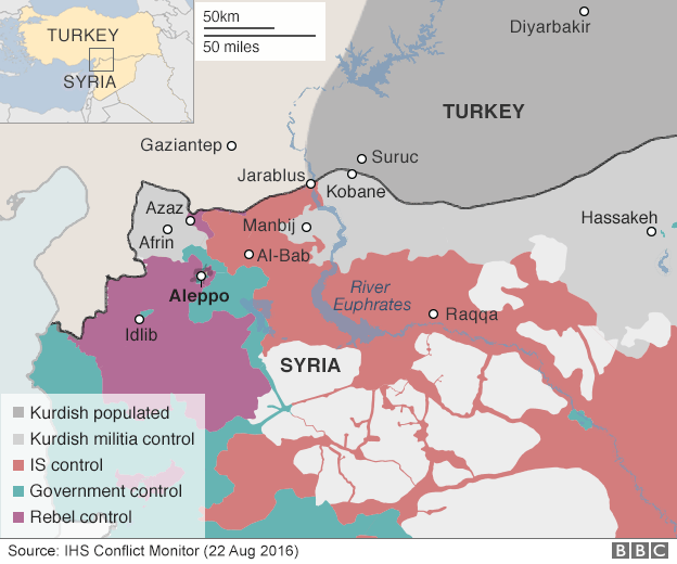 Syrian rebels press towards al-bab, compete with Kurdish militias